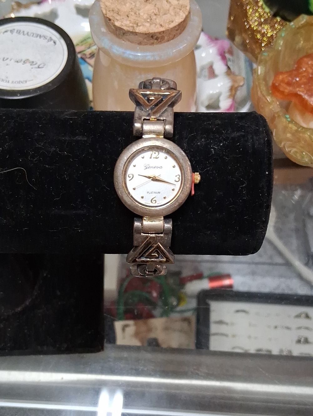Geneva Silver-Tone Bracelet Watch with White Dial